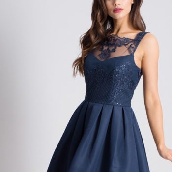 پیراهن قیطان دوزی سرمه ای